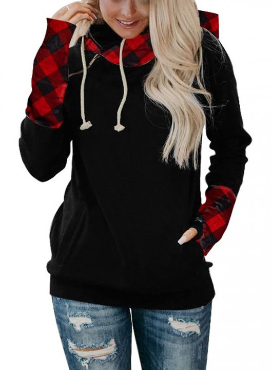 Long Sleeve Color Block Casual Hoodie