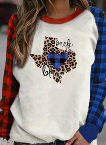 Women's Pullovers Plaid Leopard Color Block Letter Round Neck Long Sleeve Casual Daily Pullovers