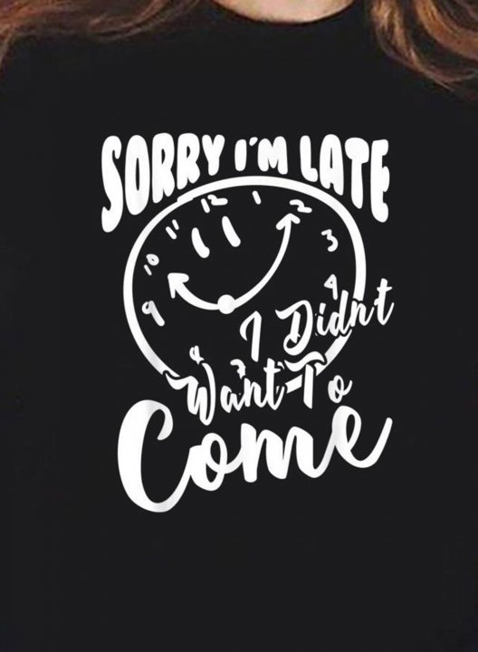 Women's Sorry I'm Late I Didn't Want to Come T-shirts Casual Letter Figure Round Neck Short Sleeve Daily T-shirts