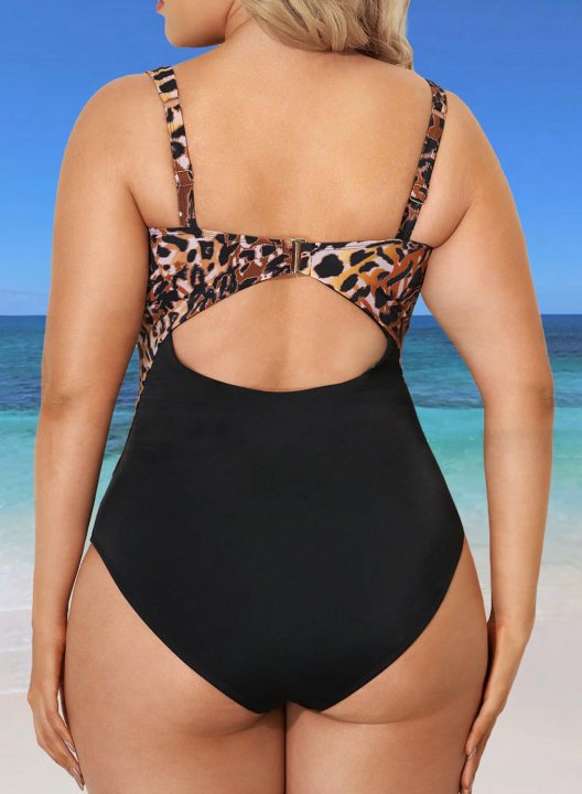 Women's Tankinis Leopard Cut Out Plus Size Tankinis