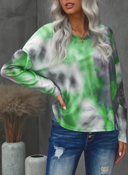 Abstract Tie Dye Long Sleeve Round Neck Sweatshirt