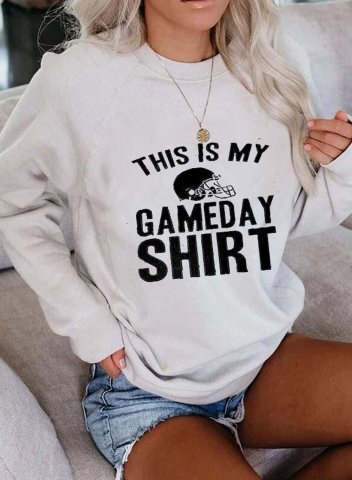This is My Gameday Shirt Print Women's Sweatshirts Round Neck Long Sleeve Solid Letter Sweatshirts