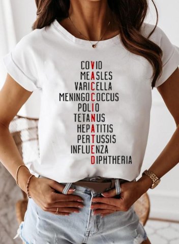 Women's T-shirts Letter Short Sleeve Round Neck Casual Daily T-shirts