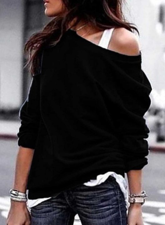 Off Shoulder Casual Sweatershirt