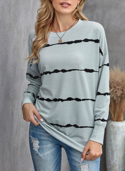 Striped Abstract Long Sleeve Casual Sweatshirt