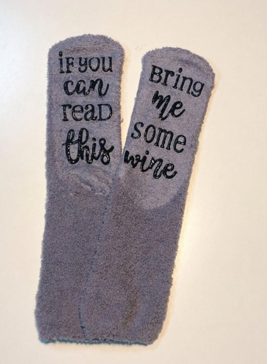 If you can read this Bring me some wine Women's Socks Solid Cotton Letter Socks