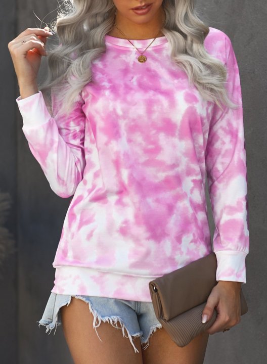 Tie Dye Long Sleeve Crew Neck Loose Sweatshirt