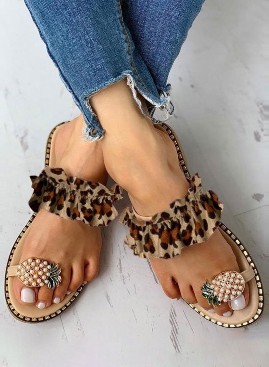 Women's Sandals Leopard Rubber Casual Beach Sandals