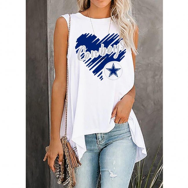 COWBOYS Print Sleeveless Asymmetrical Casual Vest