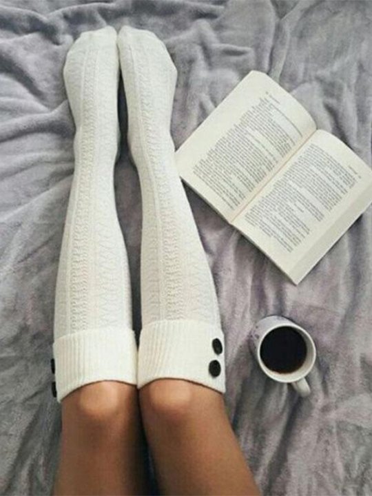 Women's Curled Long Tube Pile Socks