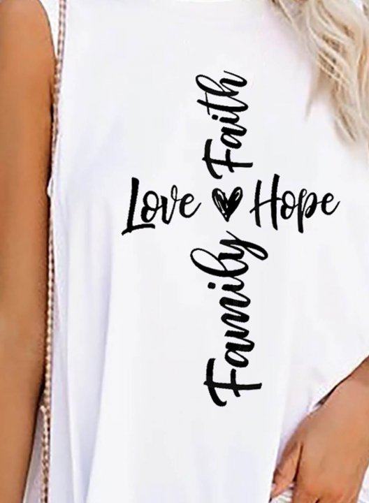 Women's Tank Tops Letter Sleeveless Round Neck Festival Daily Tank Top