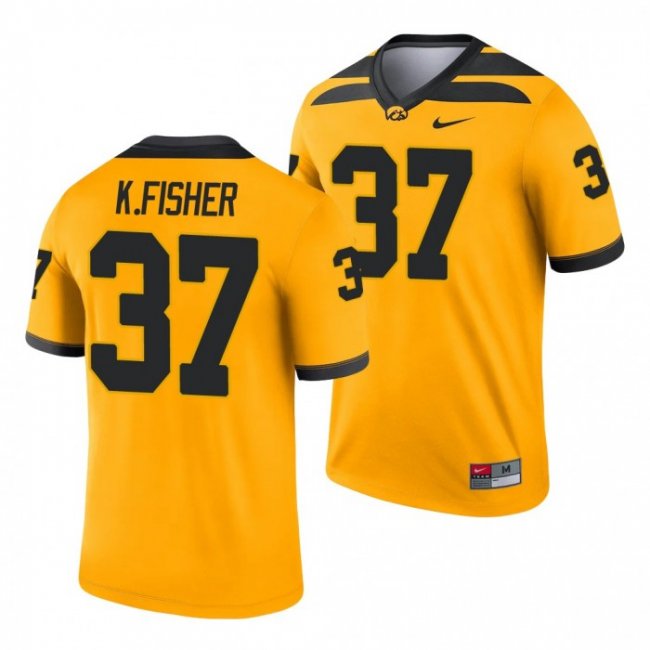 Iowa Hawkeyes Kyler Fisher 37 Gold Legend Alternate Jersey Men's