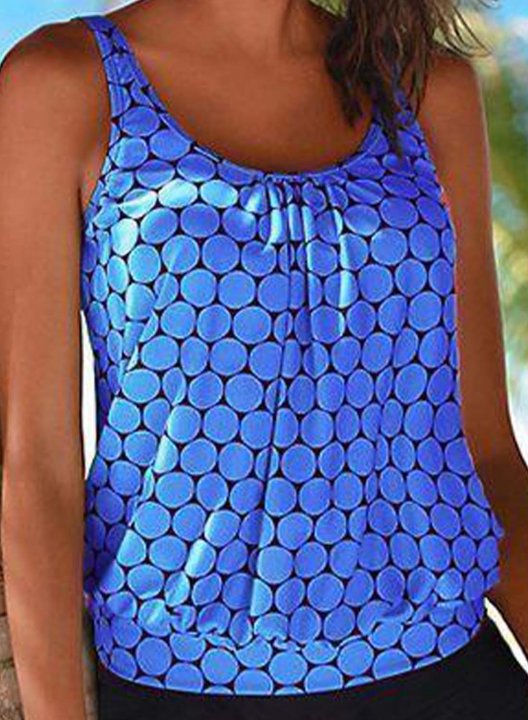 Women's Tank Tops Solid Polka Dot Vacation Sequin Unadjustable Wire-free Round Neck Padded Tops