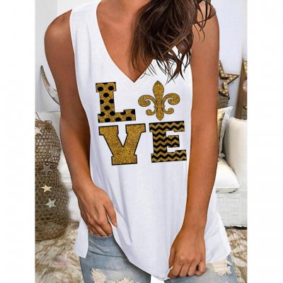 Women's New Orleans Saints Team Loose V-neck Sleeveless T-Shirt Top