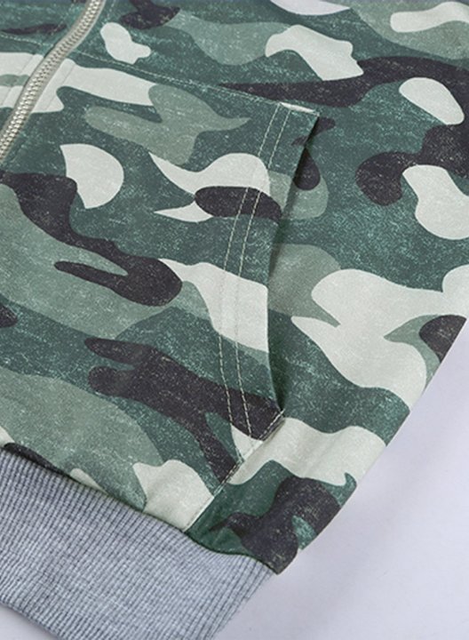 Camouflage Long Sleeve Zipper Hoodie