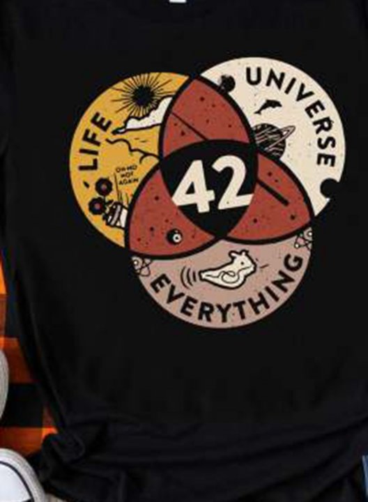 Women's T-shirts 42 Answer to Life Universe and Everything science Vintage Short Sleeve Round Neck Daily T-shirt