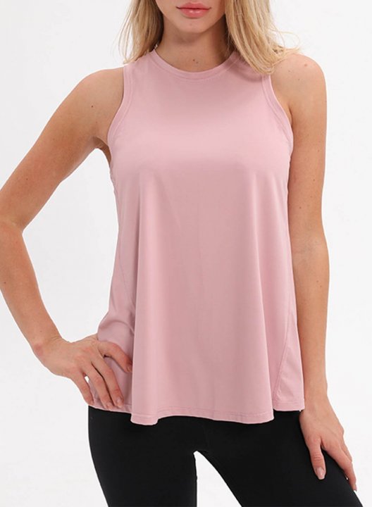 Women's Tank Tops Solid Sleeveless Round Neck Sporty Tank Top