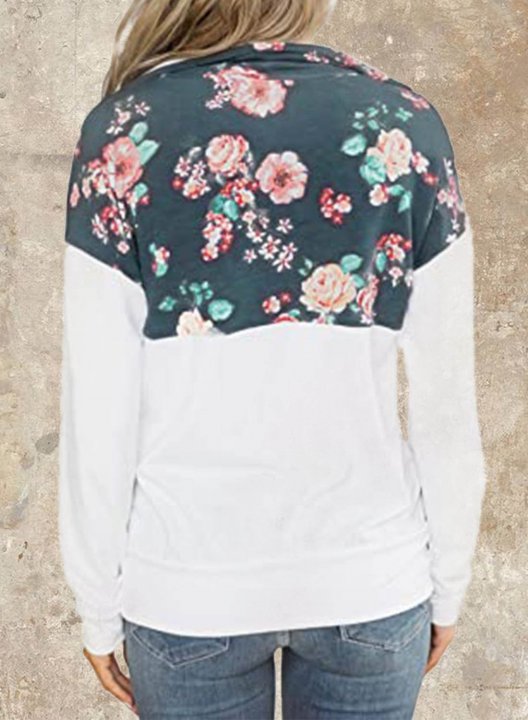 Women's Rose Apothecary Floral Print Sweatshirt Casual Floral Color Block Zip Letter V Neck Pocket Daily Pullovers