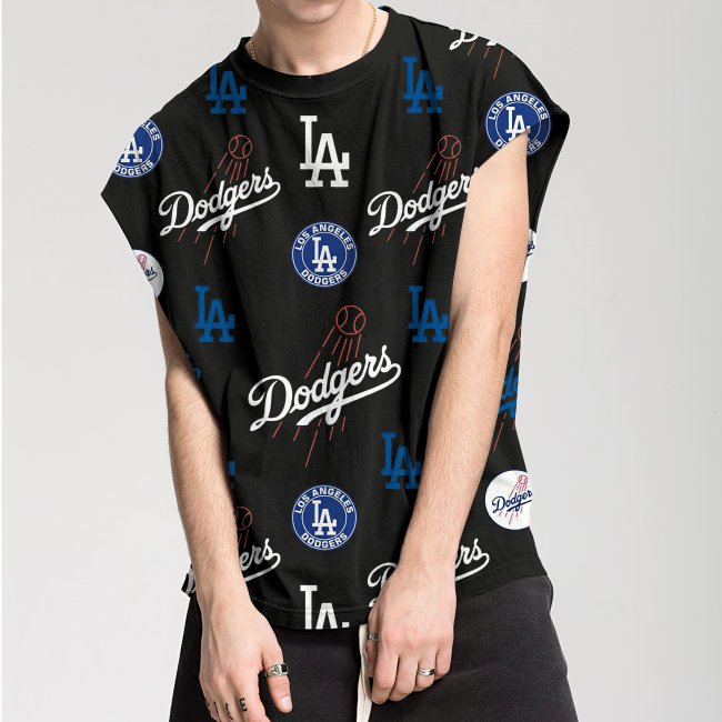 Los Angeles Dodgers Team cheer men's sleeveless round neck T-shirt