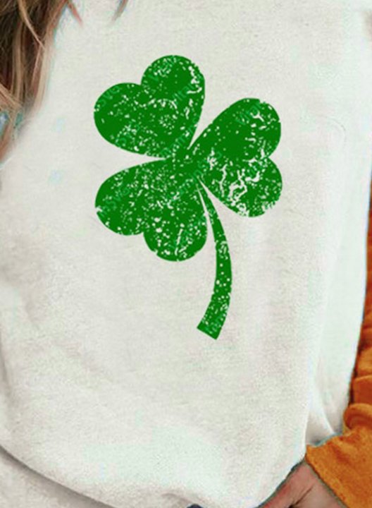 Women's St Patrick's Day Sweatshirt Casual Shamrock Color Block Round Neck Long Sleeve Daily Pullovers