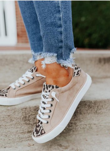 Women's Sneakers Suede Solid Leopard Casual Sneakers