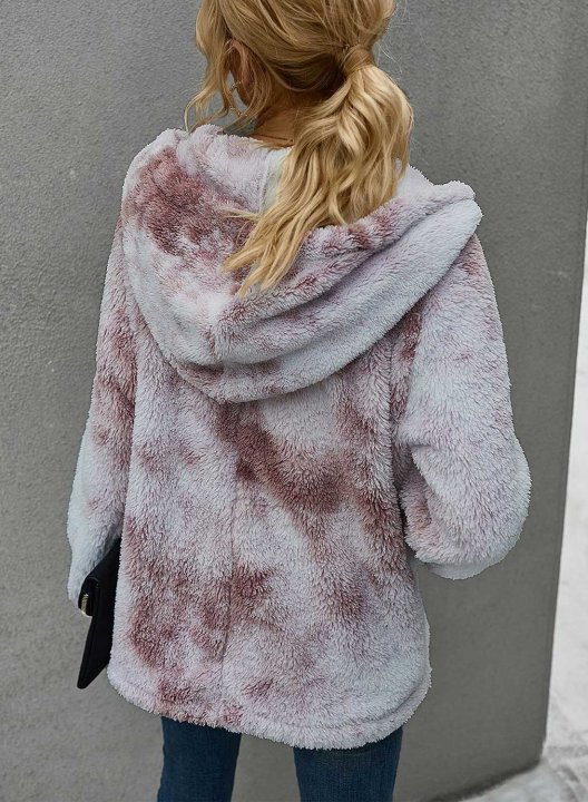 Winter Fashion Tie-Dye Hooded Women's Thick Sweatshirt