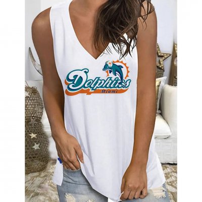 Miami Dolphins Women's Baseball Printed Sleeveless Casual Vest