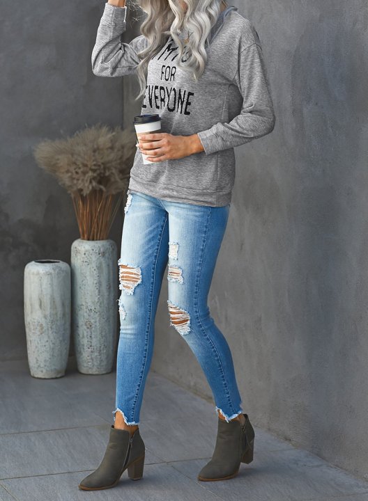 Solid/Letter Long Sleeve Round Neck Casual