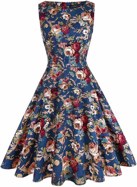 Women's Vintage 1950s Classy Rockabilly Retro Floral Print Cocktail Evening Swing Party Dress