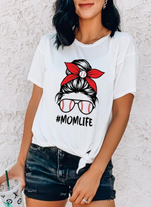 Women's T-shirts Portrait Round Neck Short Sleeve Summer Daily Casual T-shirts