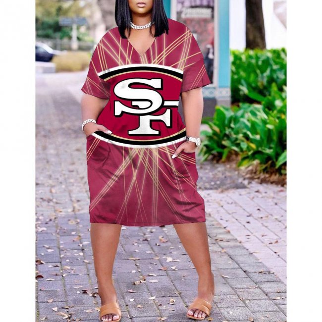 San Francisco 49ers printed V-neck dress with pocket