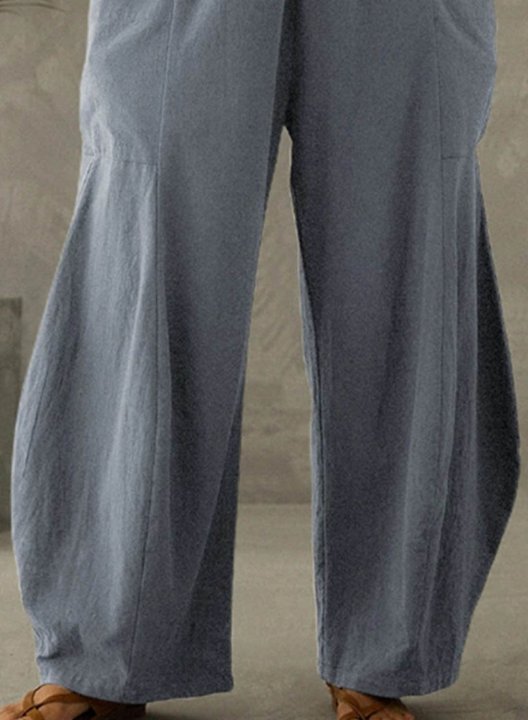 Women's Palazzo Pants Solid Straight High Waist Daily Full Length Casual Pocket Pants