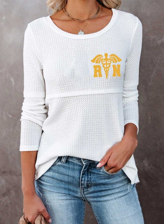 Women's Pullovers Solid Round Neck Long Sleeve Casual Daily Pullovers