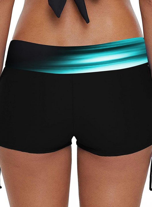 Women's Swim Bottoms Mid Waist Color Block Knot Casual Beach Swim Bottoms