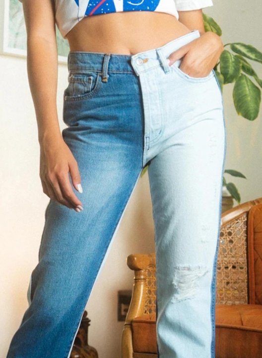 Women's Jeans Color Block Straight Mid Waist Ankle-length Casual Daily Jeans