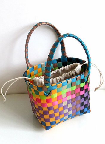 Women's Handbags Plaid Color Block Plastic Fashion Basic Handbag