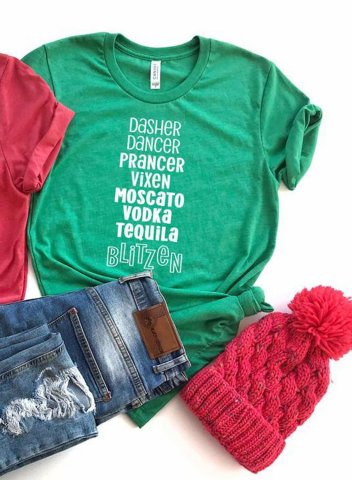 Women's Dasher Dancer Prancer Vixen Moscato Vodka Tequila Blitzen T-shirts
