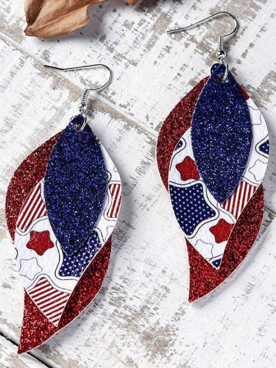 Flag Multi-layer Leaf Sequin Earrings