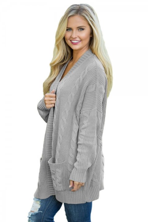 Women's Cardigans Knit Texture Long Cardigan