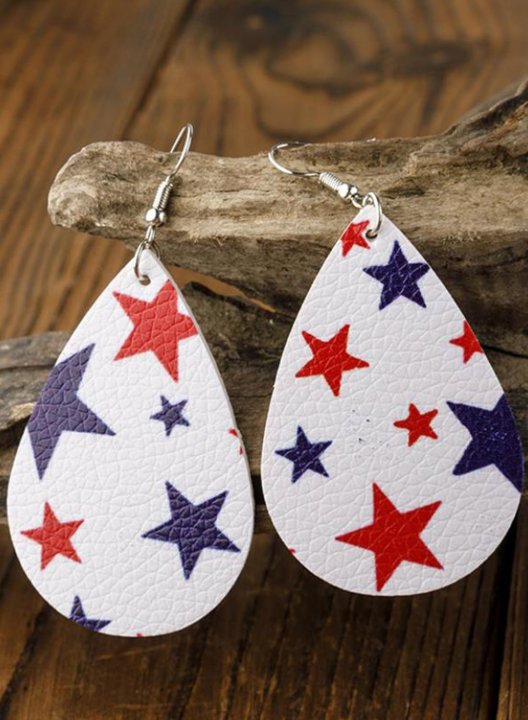 Women's Earrings American Flag Star PU Earrings