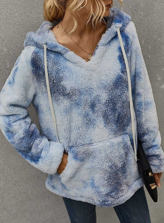 Winter Fashion Tie-Dye Hooded Women's Thick Sweatshirt