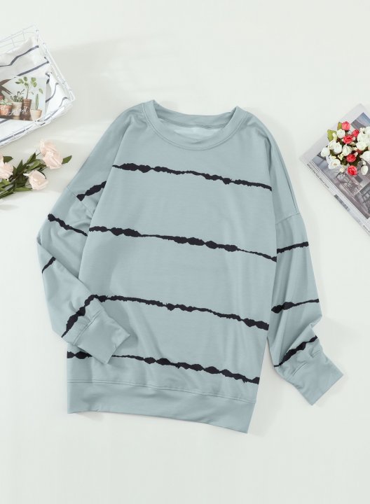 Striped Abstract Long Sleeve Casual Sweatshirt