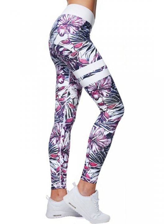 Women's Leggings Slim Camouflage Tropical Mid Waist Casual Sporty Leggings