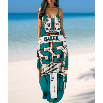 Women's Miami Dolphins Summer Suspender Maxi Dress