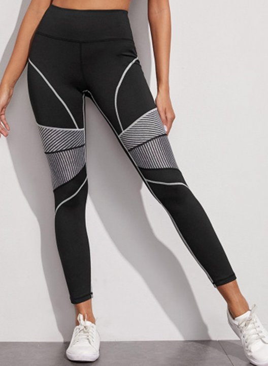 Women's Leggings Slim Color Block High Waist Casual Track Pants