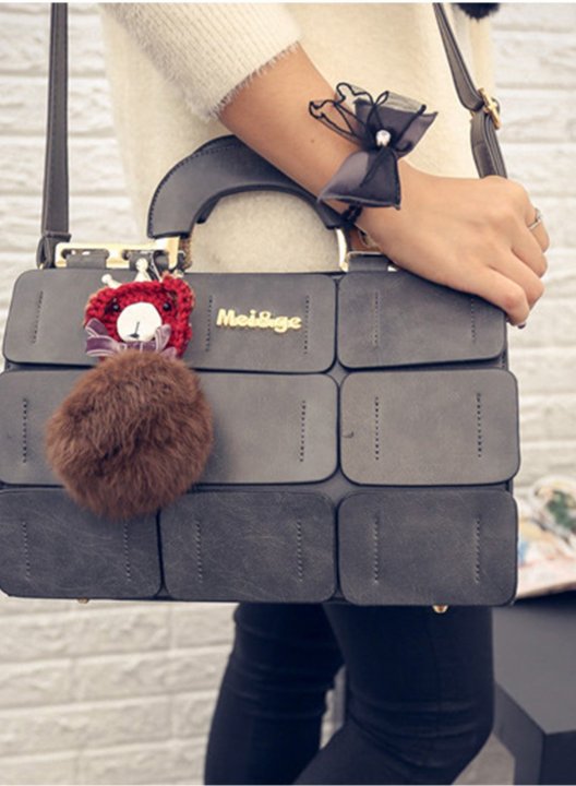 Women's Handbags Letter Solid PU Leather Handbags