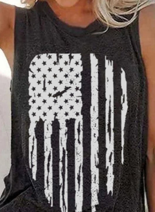 Women's Tank Tops American Flag Round Neck Tank Top