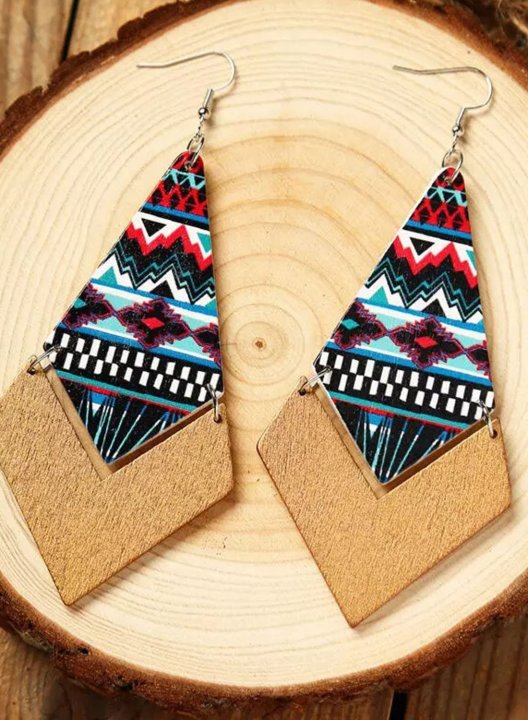 Women's Earrings Retro Wooden Geometric Ethnic Earrings