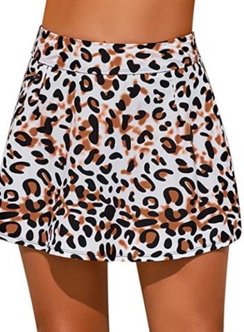 Women's Swim Skirts Leopard Mini Swim Skirt