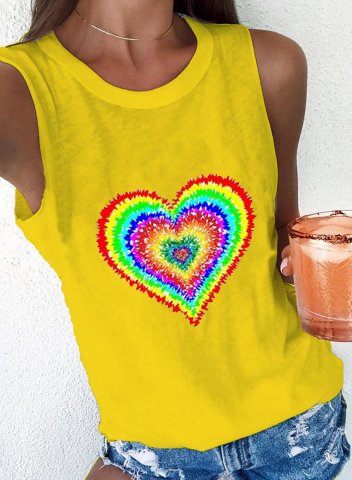 Women's Tank Tops Solid Heart-shaped Summer Sleeveless Round Neck Basic Tops